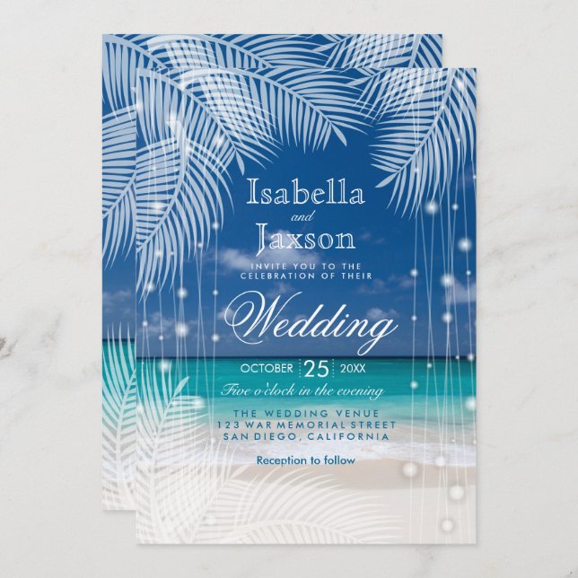 Evening Beach Wedding Invitation (Front/Back)