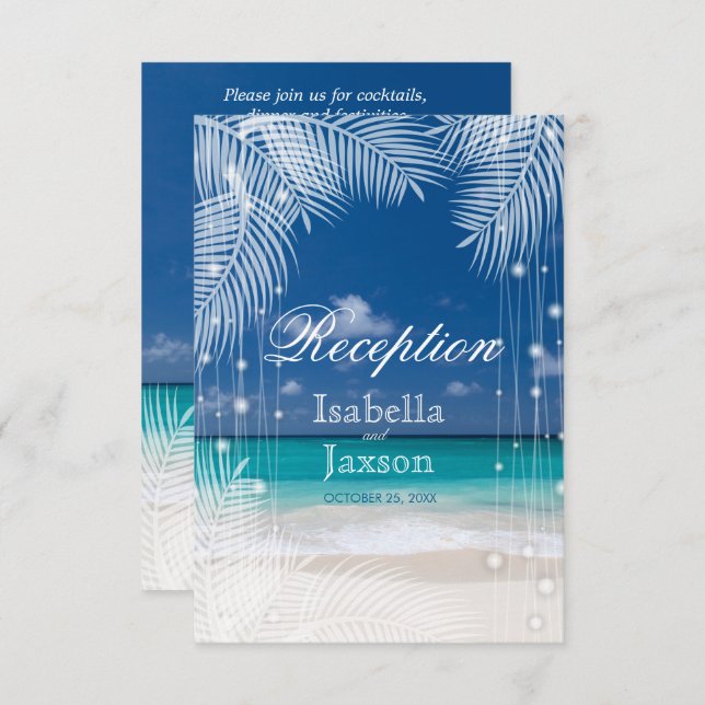 Evening Beach Wedding  - Reception Invitation (Front/Back)