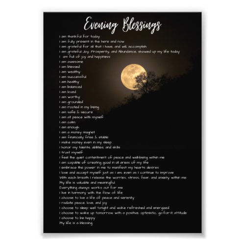 Evening Blessings Quote Photo Print