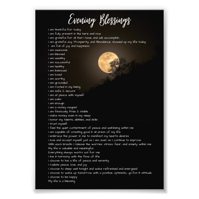 Evening Blessings Quote Photo Print (Front)