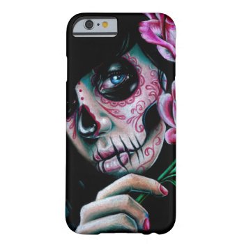 Evening Bloom Sugar Skull Girl Barely There Iphone 6 Case by NeverDieArt at Zazzle