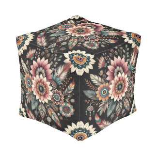 Evening Boho Blooms Pouf