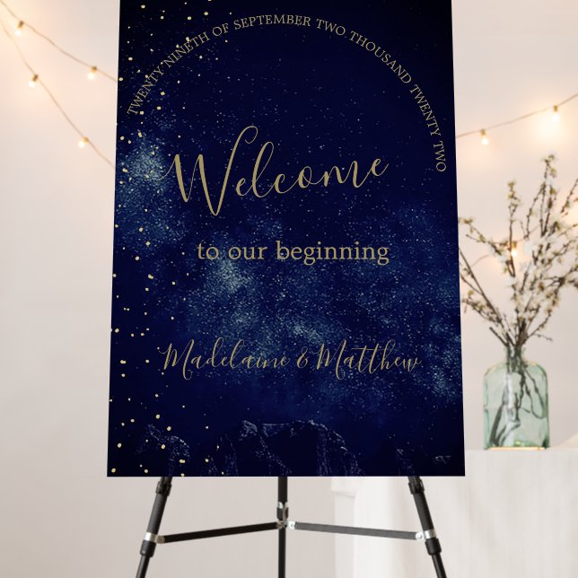 Evening Celestial Sky Stars Welcome Wedding  Foam Board (In Situ (Stand))