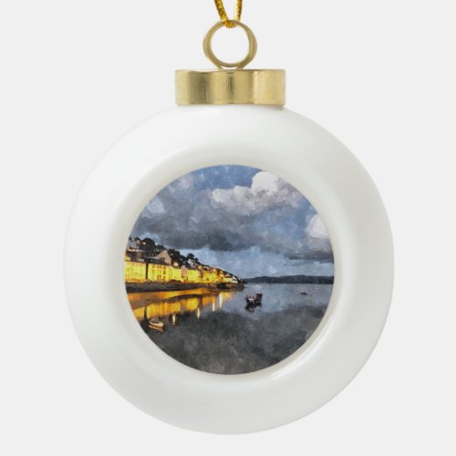 EVENING CERAMIC BALL CHRISTMAS ORNAMENT