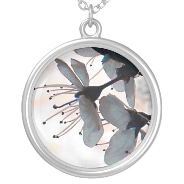 Evening Cherry Blossom Silver Plated Necklace (Front)
