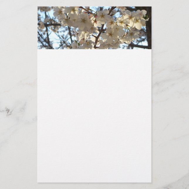 Evening Cherry Blossoms I Spring Floral Stationery (Front)