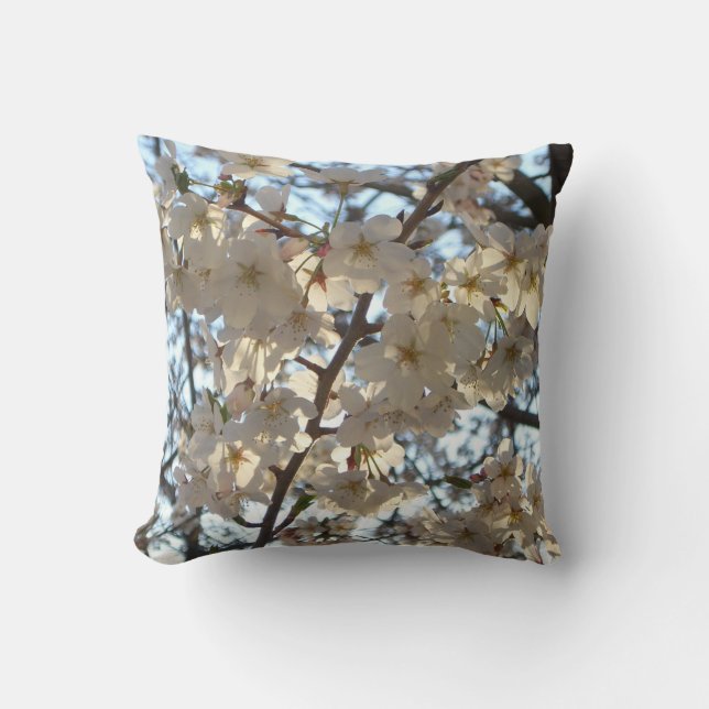 Evening Cherry Blossoms I Spring Floral Throw Pillow (Front)
