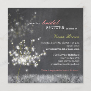 Evening Dandelion Chalkboard Bridal Shower Invitation