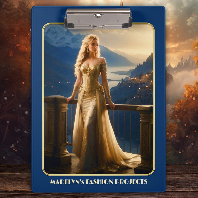 Evening Dress Fashion Designer  Clipboard (Clipboard featuring a stylish lady in an evening dress - fashion design - beauty - outfit - style)