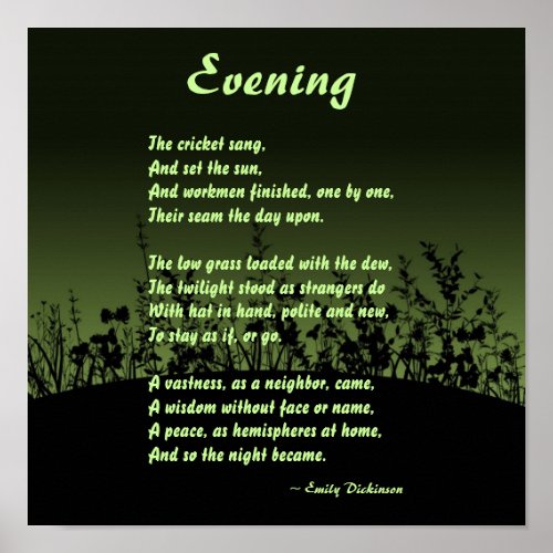 Evening Emily Dickinson Poster