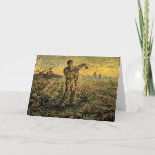 Evening _ End of the Day by Vincent van Gogh Card