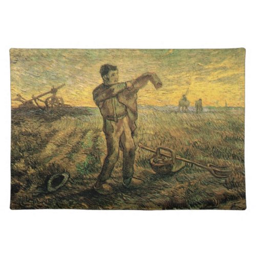 Evening _ End of the Day by Vincent van Gogh Cloth Placemat