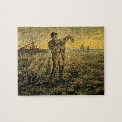 Evening _ End of the Day by Vincent van Gogh Jigsaw Puzzle