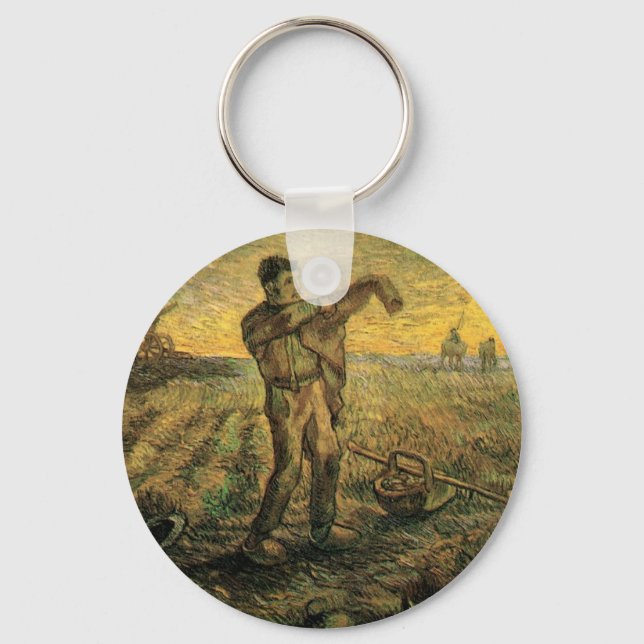 Evening - End of the Day by Vincent van Gogh Keychain (Front)