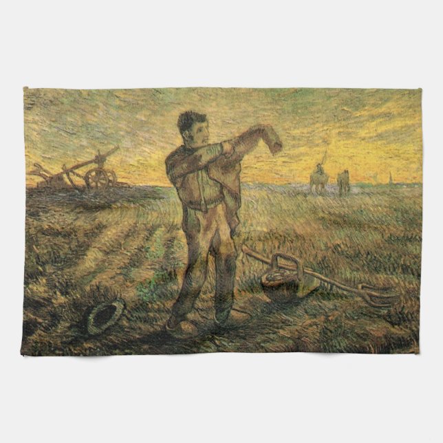 Evening - End of the Day by Vincent van Gogh Kitchen Towel (Horizontal)
