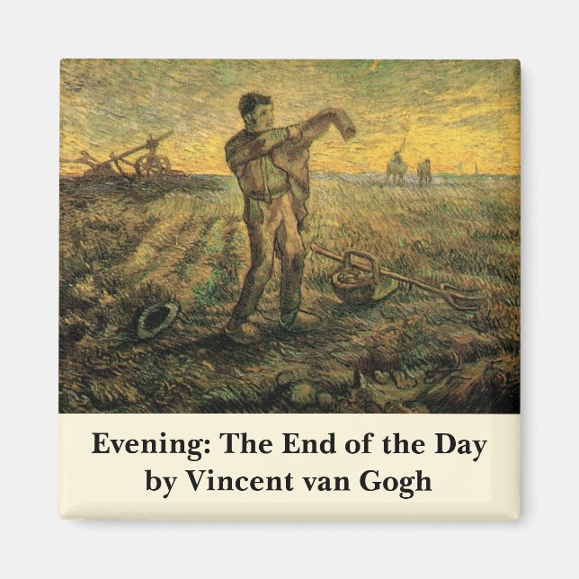 Evening - End of the Day by Vincent van Gogh Magnet (Front)
