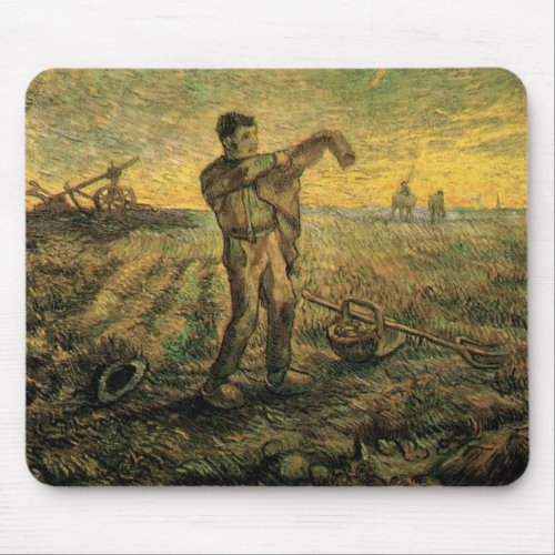 Evening _ End of the Day by Vincent van Gogh Mouse Pad