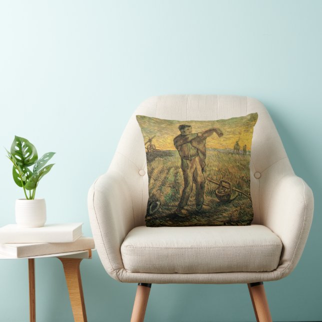 Evening - End of the Day by Vincent van Gogh Throw Pillow (Chair)