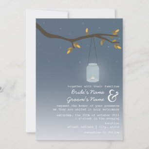 Evening Fall Wedding - Mason Jar With Candle Invitation