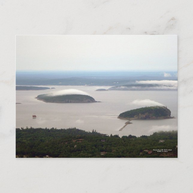 Evening Fog on Bar Harbor Islands Postcard (Front)