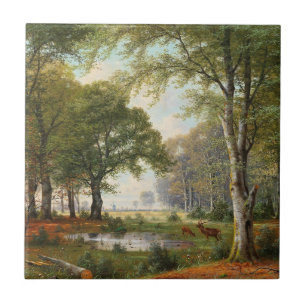 Evening Forest Landscape  Ceramic Tile