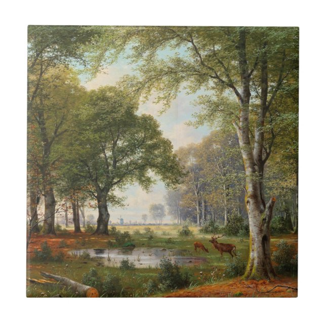 Evening Forest Landscape  Ceramic Tile (Front)