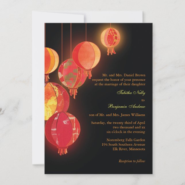 Evening Garden Lanterns Wedding Invitation (Front)