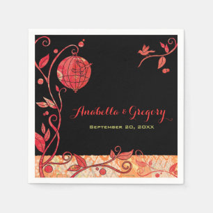 Evening Garden Love Birds Wedding Paper Napkins