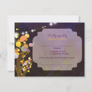 Evening Garden String Lights Wedding RSVP Card
