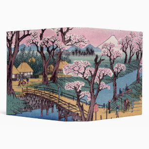 Evening Glow at Koganei Bridge, Ando Hiroshige 3 Ring Binder