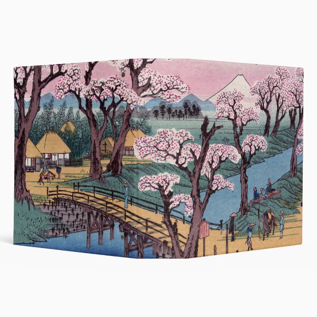 Evening Glow at Koganei Bridge, Ando Hiroshige 3 Ring Binder (Background)