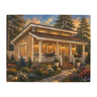 Evening Glow Cottage Garden Metal Wall Art
