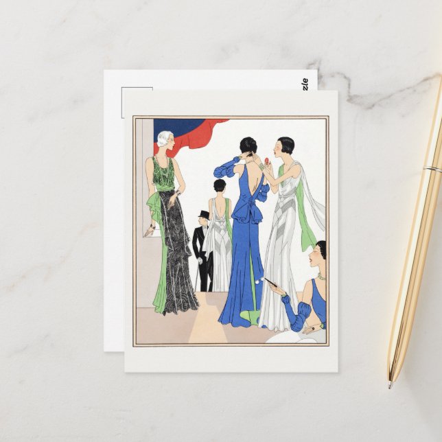 Evening gowns (1932)  by Paquin  Postcard (Front/Back In Situ)