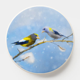 Evening Grosbeak Painting - Cute Original Bird Art PopSocket