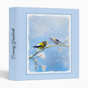 Evening Grosbeak Painting - Cute Original Dog Art 3 Ring Binder