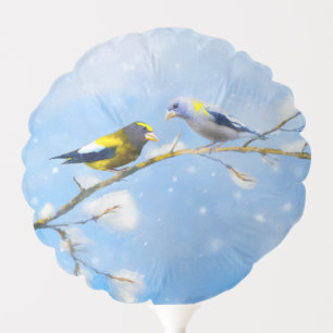 Evening Grosbeak Painting - Cute Original Dog Art Balloon