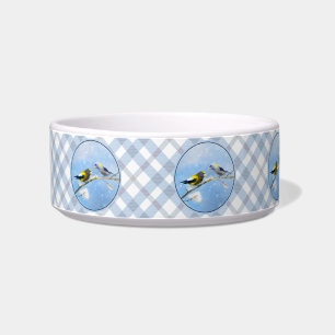 Evening Grosbeak Painting - Cute Original Dog Art Bowl