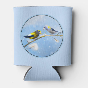 Evening Grosbeak Painting - Cute Original Dog Art Can Cooler
