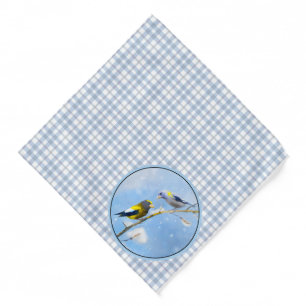 Evening Grosbeak Winter Painting Original Bird Art Bandana