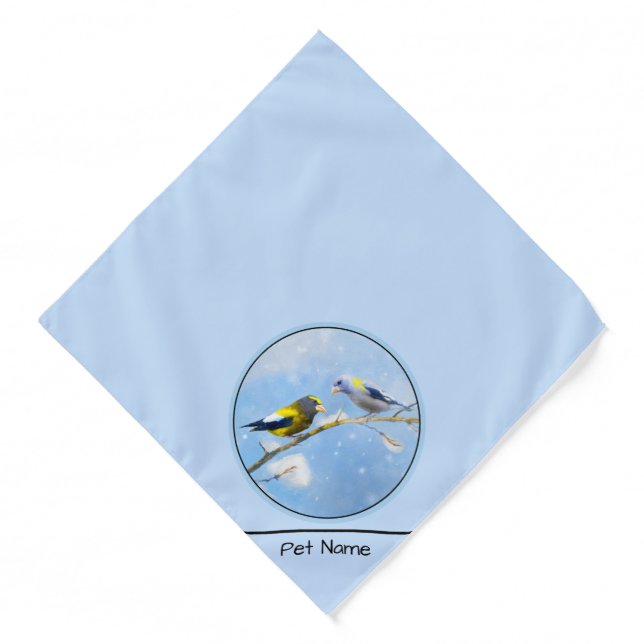 Evening Grosbeak Winter Painting Original Bird Art Bandana (Front)