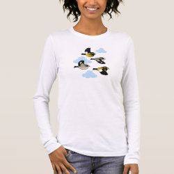 Evening Grosbeaks in flight Women's Basic Long Sleeve T-Shirt