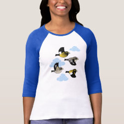 Evening Grosbeaks in flight Ladies Raglan Fitted T-Shirt