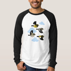 Evening Grosbeaks in flight Men's Canvas Long Sleeve Raglan T-Shirt