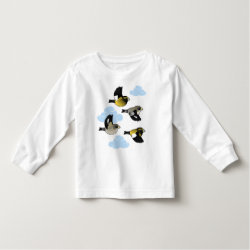 Evening Grosbeaks in flight Toddler Long Sleeve T-Shirt