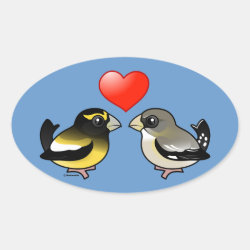 Evening Grosbeaks in love Oval Sticker