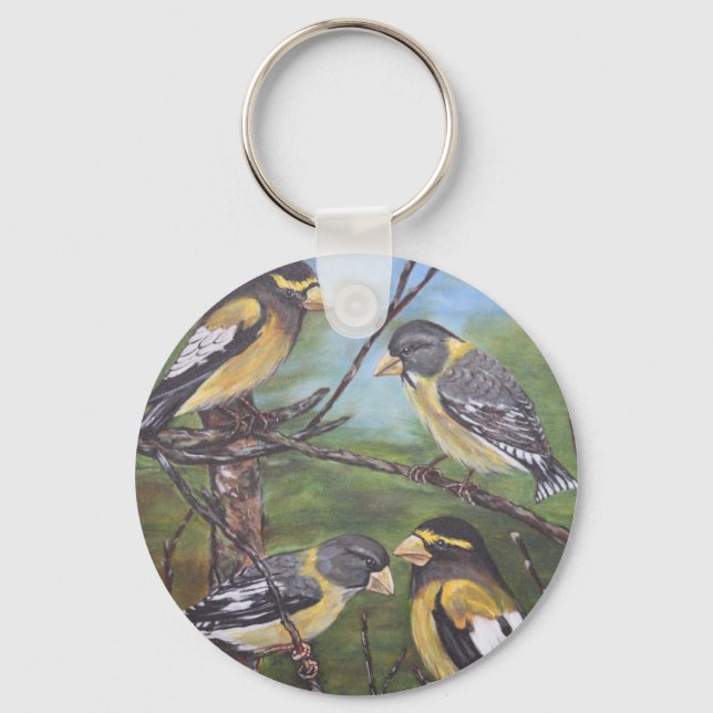 Evening Grosbeaks Keychain (Front)