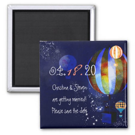 Evening Hot Air Balloons Wedding Save The Date Magnet