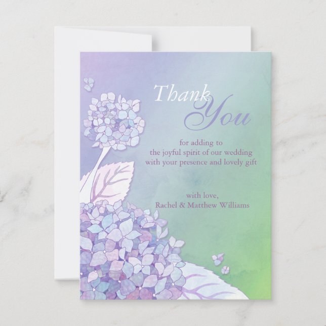 Evening Hydrangeas Ombre Wedding Thank You (Front)
