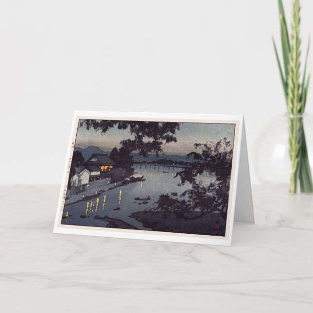 Evening in Chikugo river, Hiroshi Yoshida Card (Front)