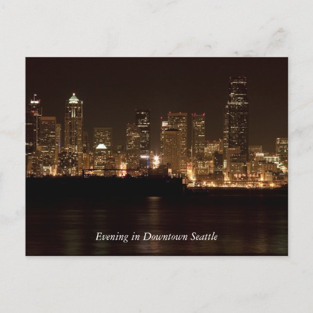Evening in Downtown Seattle Postcard (Front)